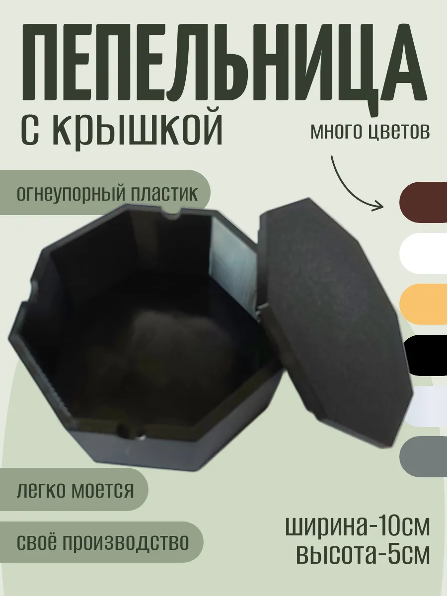 Пепельница с крышкой, черная 4