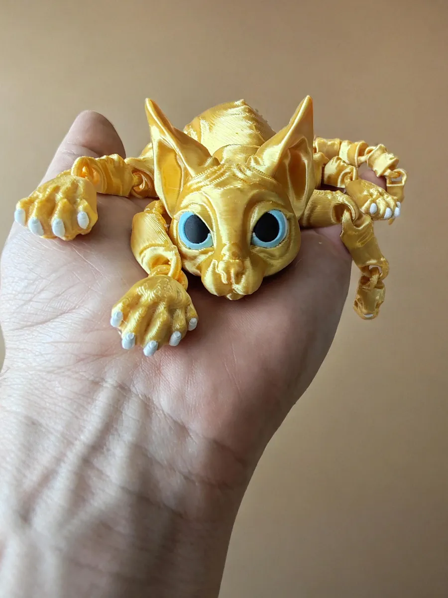 Подвижная игрушка антистресс котик сфинкс, золотой шёлк 7