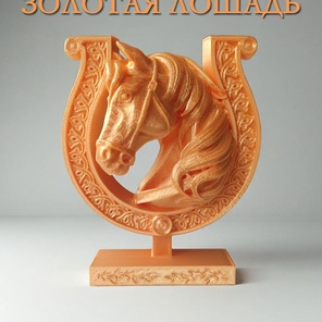 Подкова с лошадью, Золотая статуэтка, символ 2026 года