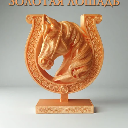 Подкова с лошадью, Золотая статуэтка, символ 2026 года